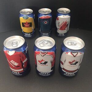 Pepsi Team Canada Olympic Jersey Cans Empty Sealed Set of 6